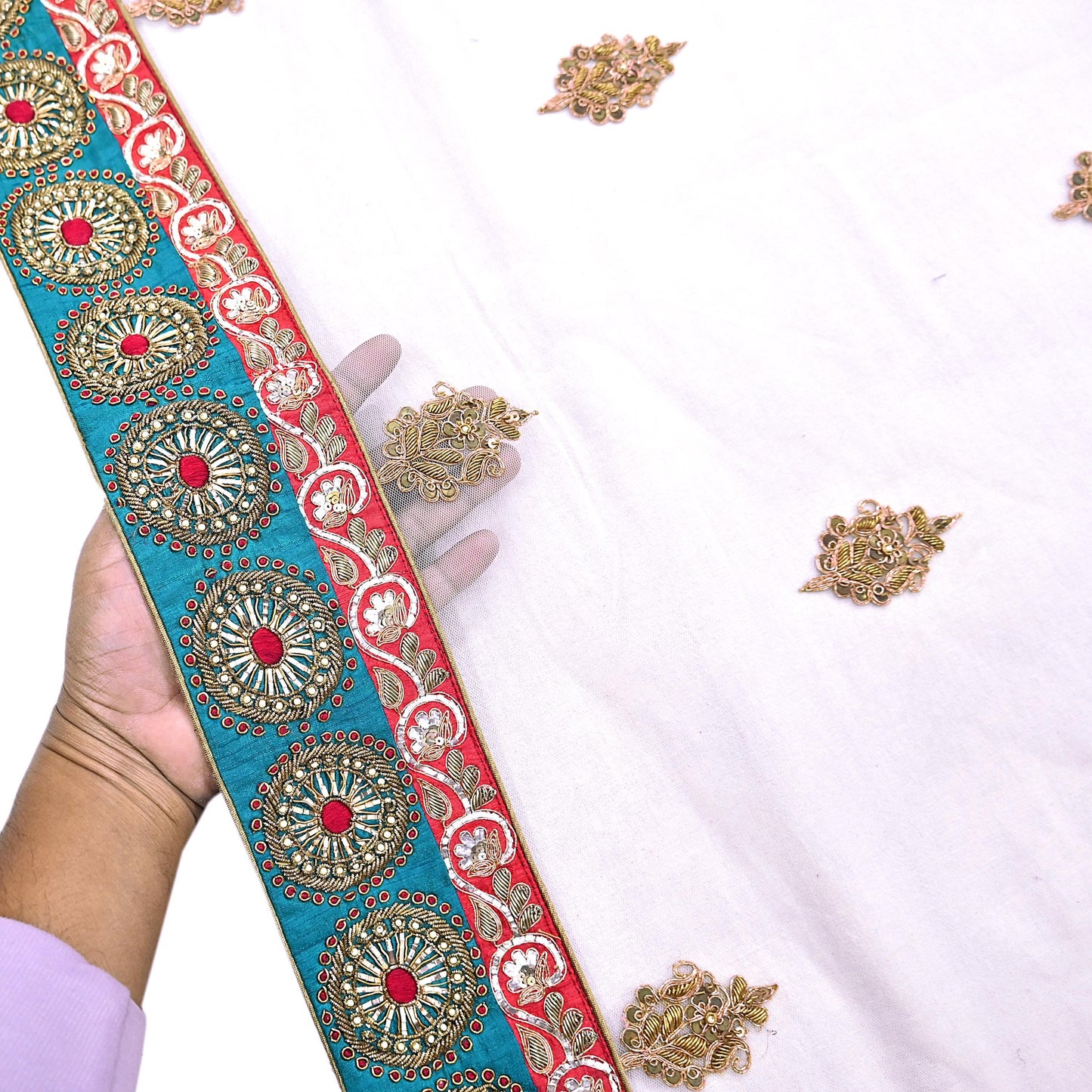 Indian Heavy Wedding Dupatta white Net Long Stole Hand Embroidered By Designer Sabyasachi Scarves Zardozi Bridal Veil