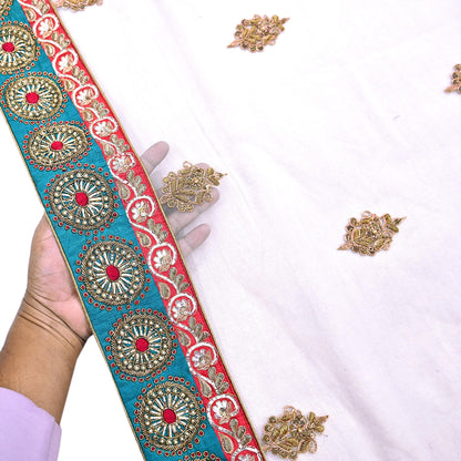 Indian Heavy Wedding Dupatta white Net Long Stole Hand Embroidered By Designer Sabyasachi Scarves Zardozi Bridal Veil