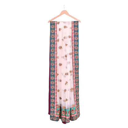 Indian Heavy Wedding Dupatta white Net Long Stole Hand Embroidered By Designer Sabyasachi Scarves Zardozi Bridal Veil