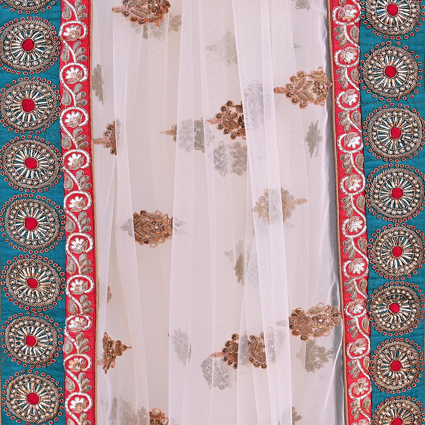 Indian Heavy Wedding Dupatta white Net Long Stole Hand Embroidered By Designer Sabyasachi Scarves Zardozi Bridal Veil