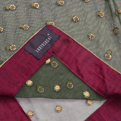 Indian Heavy Wedding Dupatta green Net Long Stole Hand Embroidered By Designer Sabyasachi Scarves Zardozi Bridal Veil