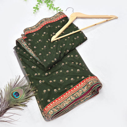 Indian Heavy Wedding Dupatta green Net Long Stole Hand Embroidered By Designer Sabyasachi Scarves Zardozi Bridal Veil