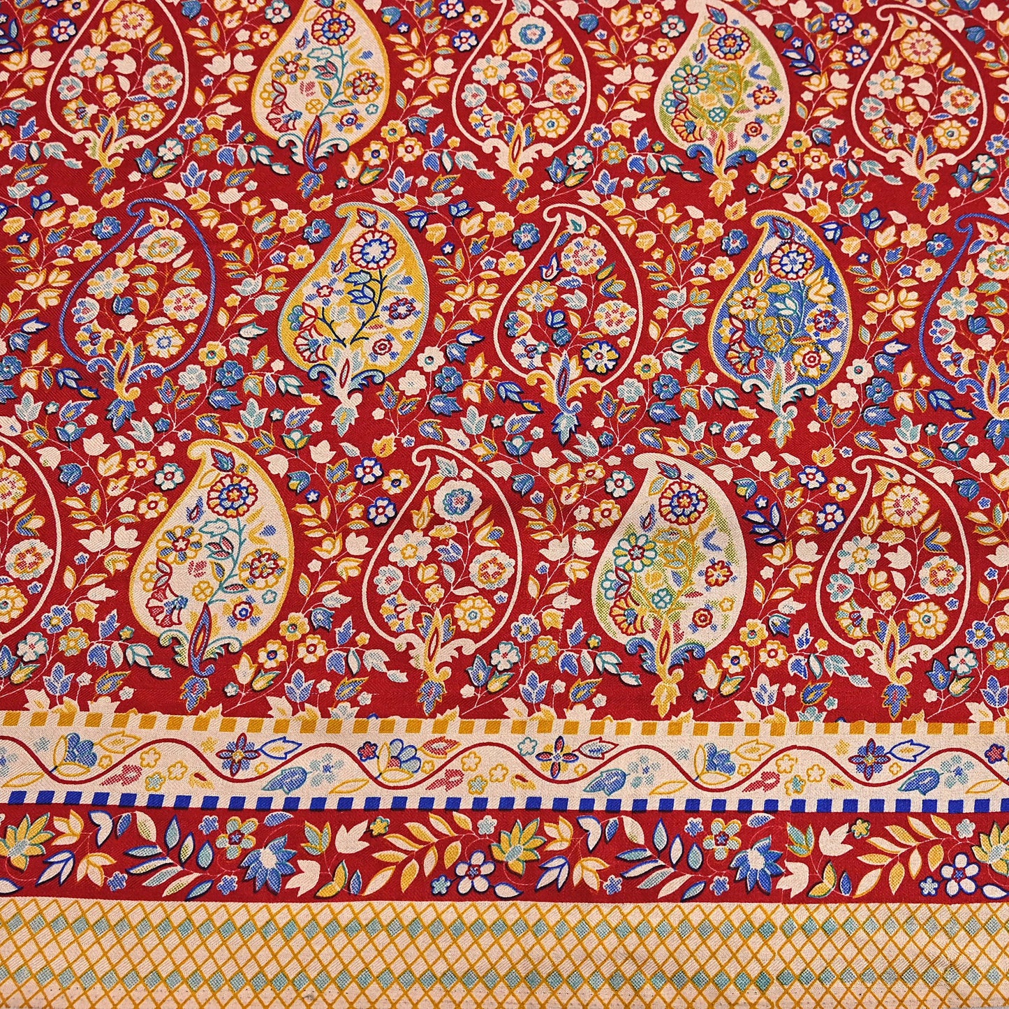Vintage Red Saree Indian Woolen Woven Floral Fabric 6 Yard Soft Warm Craft Material for Winter Sewing & Dressmaking