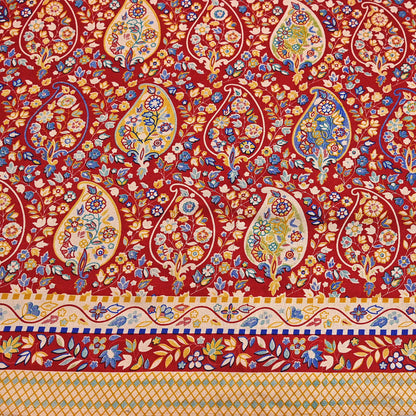 Vintage Red Saree Indian Woolen Woven Floral Fabric 6 Yard Soft Warm Craft Material for Winter Sewing & Dressmaking