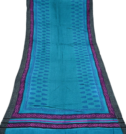 Indian Vintage blue Long Stole Pure Woolen Scarf Printed Dupatta Infinity Scarves Sarong Wrap Veil Woman Hijab Shawl Craft Fabric