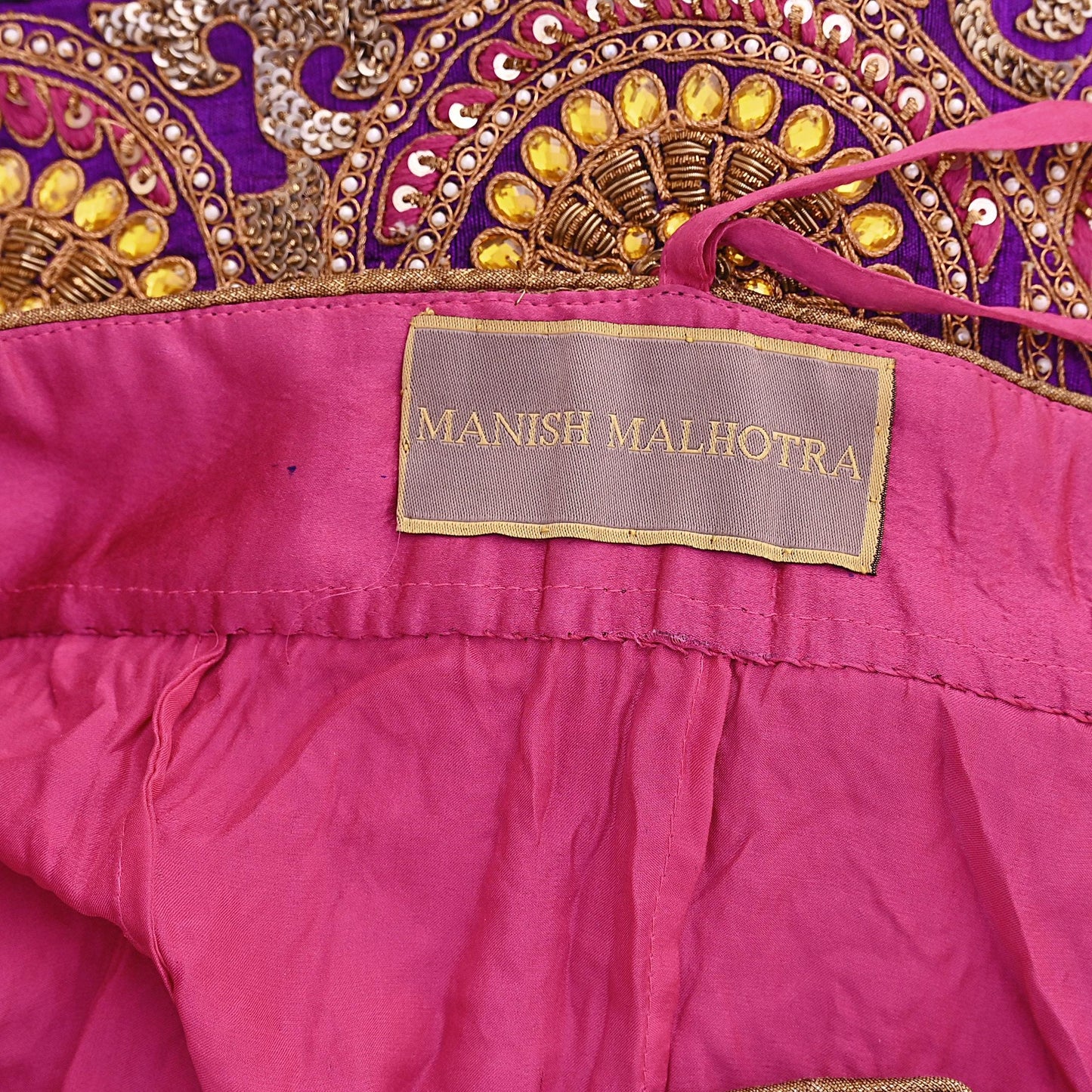Indian Heavy Wedding pink Net/Mesh Hand Embroidered Lehenga/Skirt Designer By Manish Malhotra Bridal Wear Zardozi/ Dabka