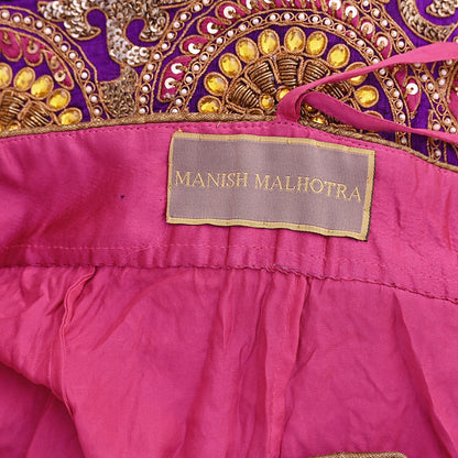 Indian Heavy Wedding pink Net/Mesh Hand Embroidered Lehenga/Skirt Designer By Manish Malhotra Bridal Wear Zardozi/ Dabka