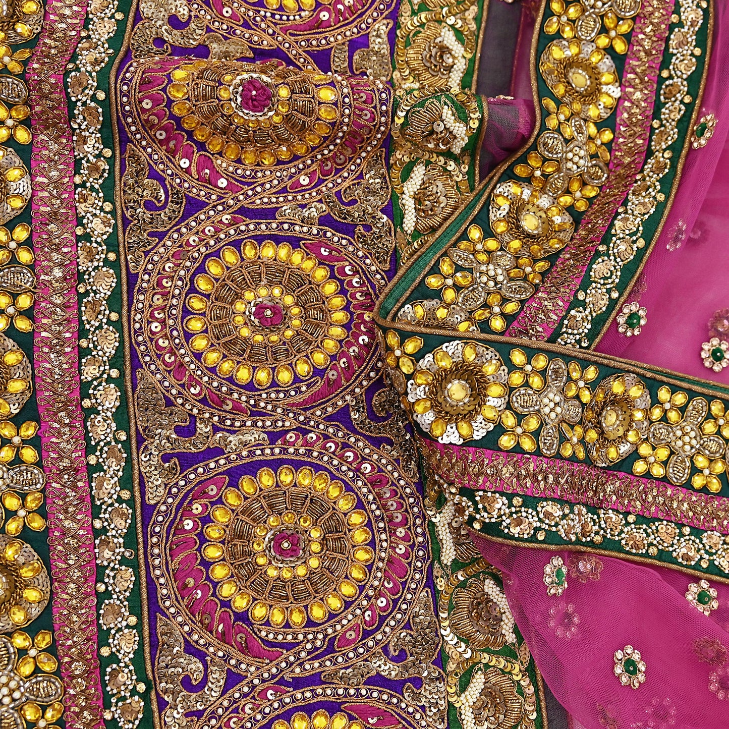 Indian Vintage Heavy Wedding pink Net/Mesh/ Velvet Hand Embroidered Dupatta Designer By Manish Malhotra Bridal Wear Zardozi Veil Hijab