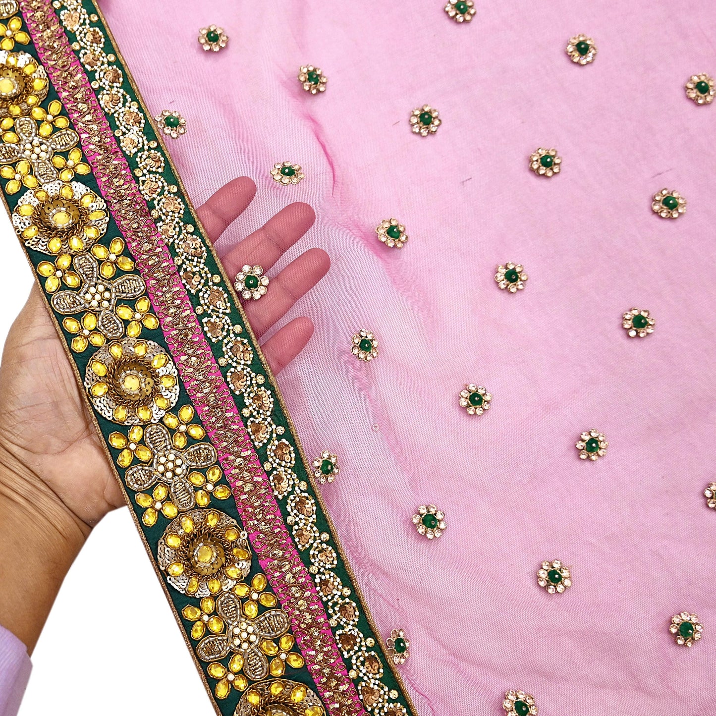 Indian Vintage Heavy Wedding pink Net/Mesh/ Velvet Hand Embroidered Dupatta Designer By Manish Malhotra Bridal Wear Zardozi Veil Hijab