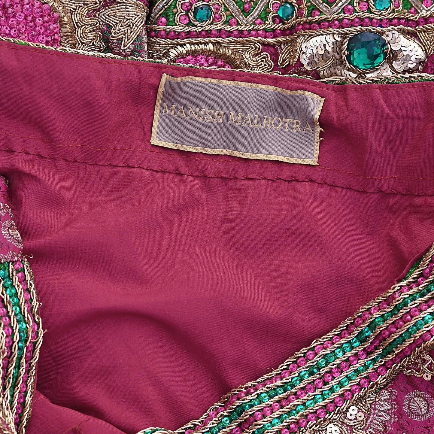 Indian Pre-Owned Heavy Wedding pink Pure Satin Silk Hand Embroidered banarasi Lehenga/Skirt Designer By Manish Malhotra Bridal Wear Zardozi