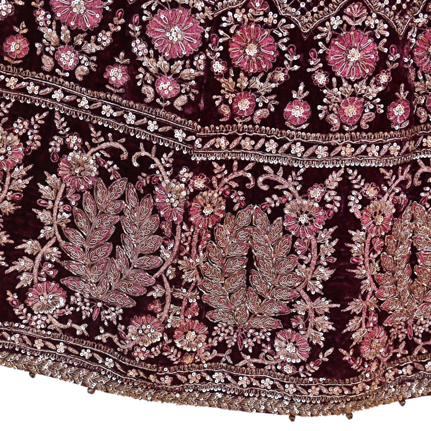 Manish Malhotra maroon Velvet Lehenga Skirt Heavy Zardozi Dabka Embroidery Indian Bridal Wear, Designer Couture Wedding Outfit