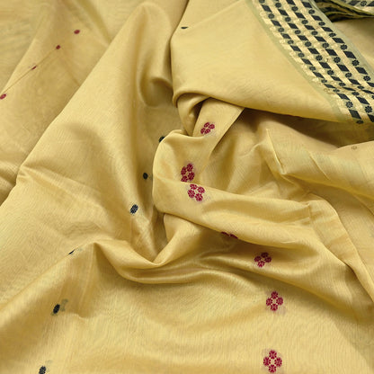 Indian Vintage Sari Beige Pure chanderi Silk Woven Sarees Fabric 5Yd Soft Zari Border Floral Dress making bollywood