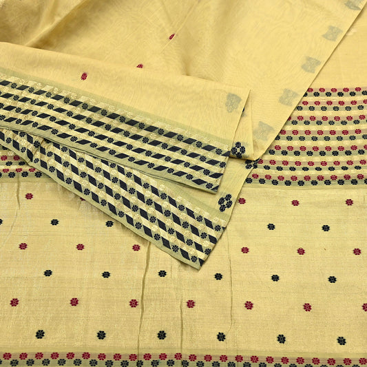 Indian Vintage Sari Beige Pure chanderi Silk Woven Sarees Fabric 5Yd Soft Zari Border Floral Dress making bollywood