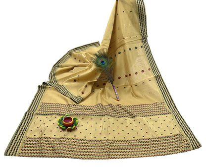 Indian Vintage Sari Beige Pure chanderi Silk Woven Sarees Fabric 5Yd Soft Zari Border Floral Dress making bollywood