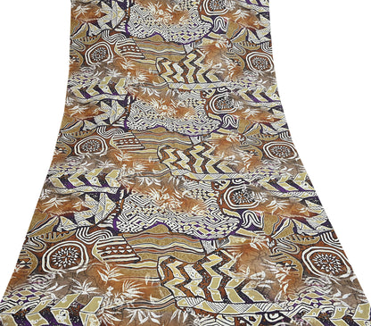 Indian Vintage Sari Pure Silk Printed Sarees 5yd Sewing Craft Fabric Dress Making Soft Quilting Crafting Upcycle Used Abstract