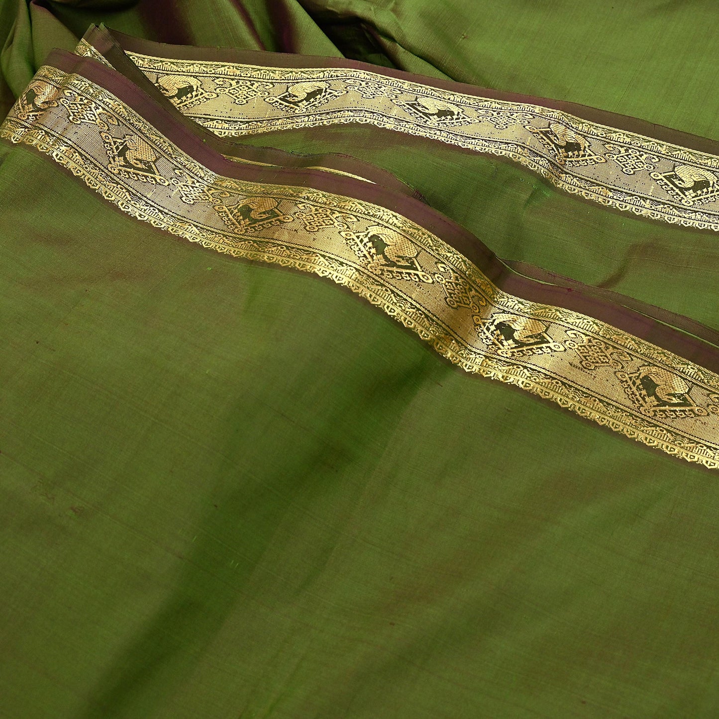 Indian Vintage Heavy Green Kanjivaram Saree 100% Pure Silk Zari 5Yd Floral Crafting Dress making Crafting Quilting Bollywood Saree
