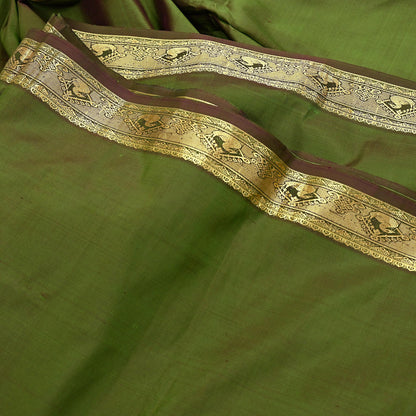 Indian Vintage Heavy Green Kanjivaram Saree 100% Pure Silk Zari 5Yd Floral Crafting Dress making Crafting Quilting Bollywood Saree