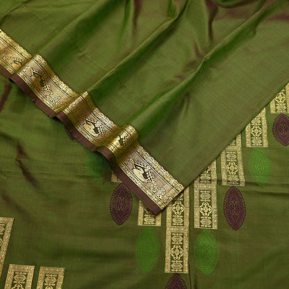 Indian Vintage Heavy Green Kanjivaram Saree 100% Pure Silk Zari 5Yd Floral Crafting Dress making Crafting Quilting Bollywood Saree