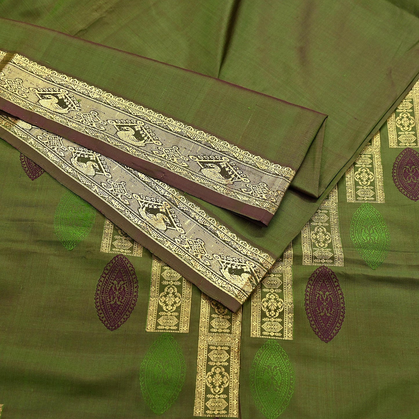 Indian Vintage Heavy Green Kanjivaram Saree 100% Pure Silk Zari 5Yd Floral Crafting Dress making Crafting Quilting Bollywood Saree