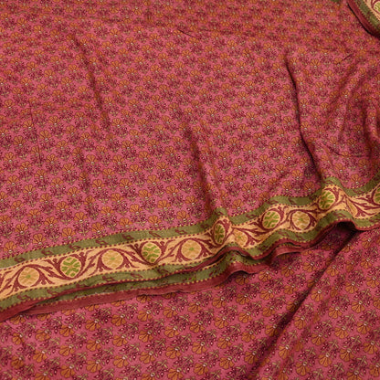 Vintage Peach Pure Khadi Silk Saree 5Yd Handloom Indian Sari Soft Fabric Sustainable Craft Textile Boho Dressmaking Material