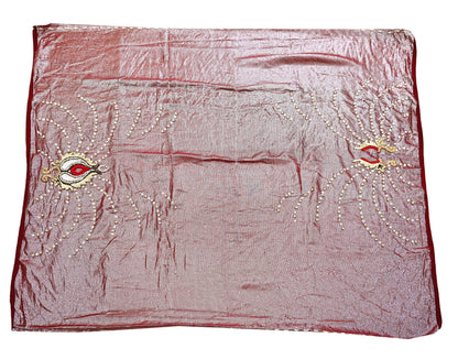 Indian New Heavy Sari Red Net/Mesh Hand Embroidered Designer Manish Malhotra Sarees 6Yd Ethnic Zardozi/Dabka Zari With Blouse Fabric