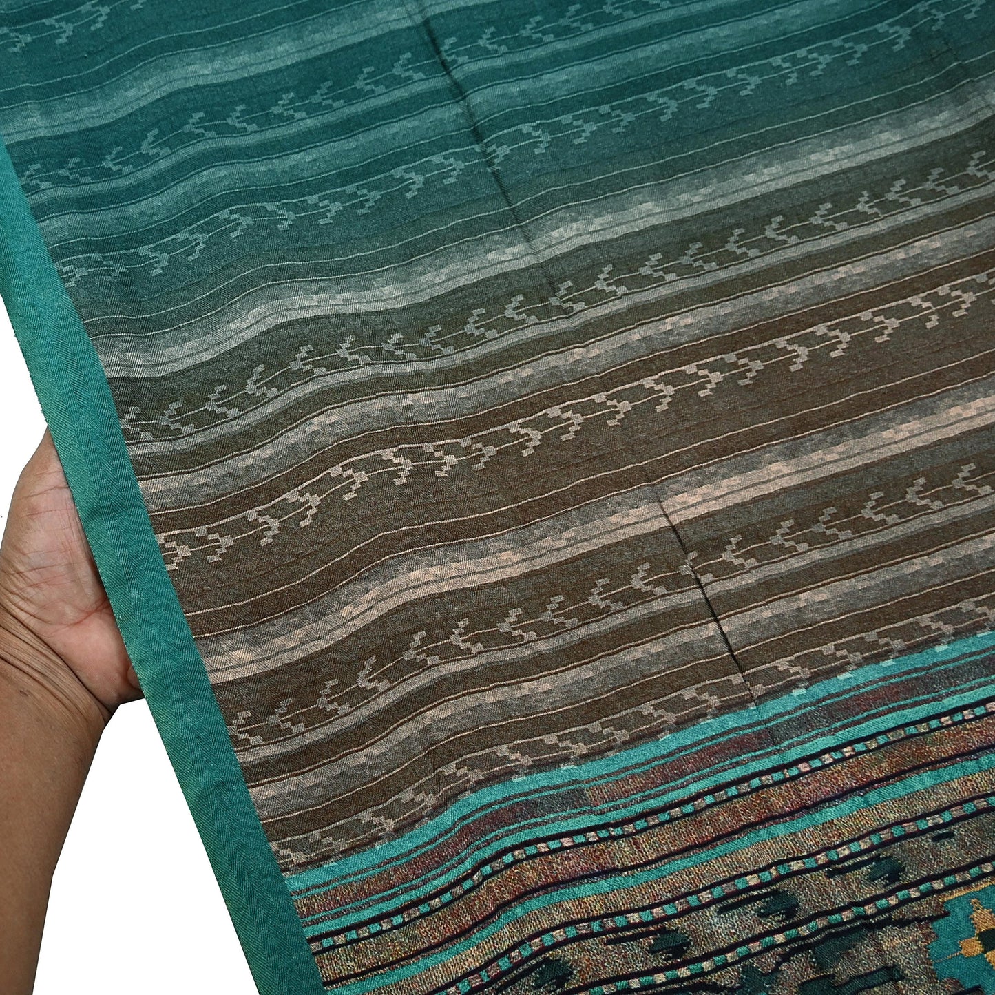 Indian Vintage green Long Stole Woolen Scarf Dupatta Infinity Scarves Printed Sarong Wrap Craft Fabric Veil Woman Hijab Shawl Floral