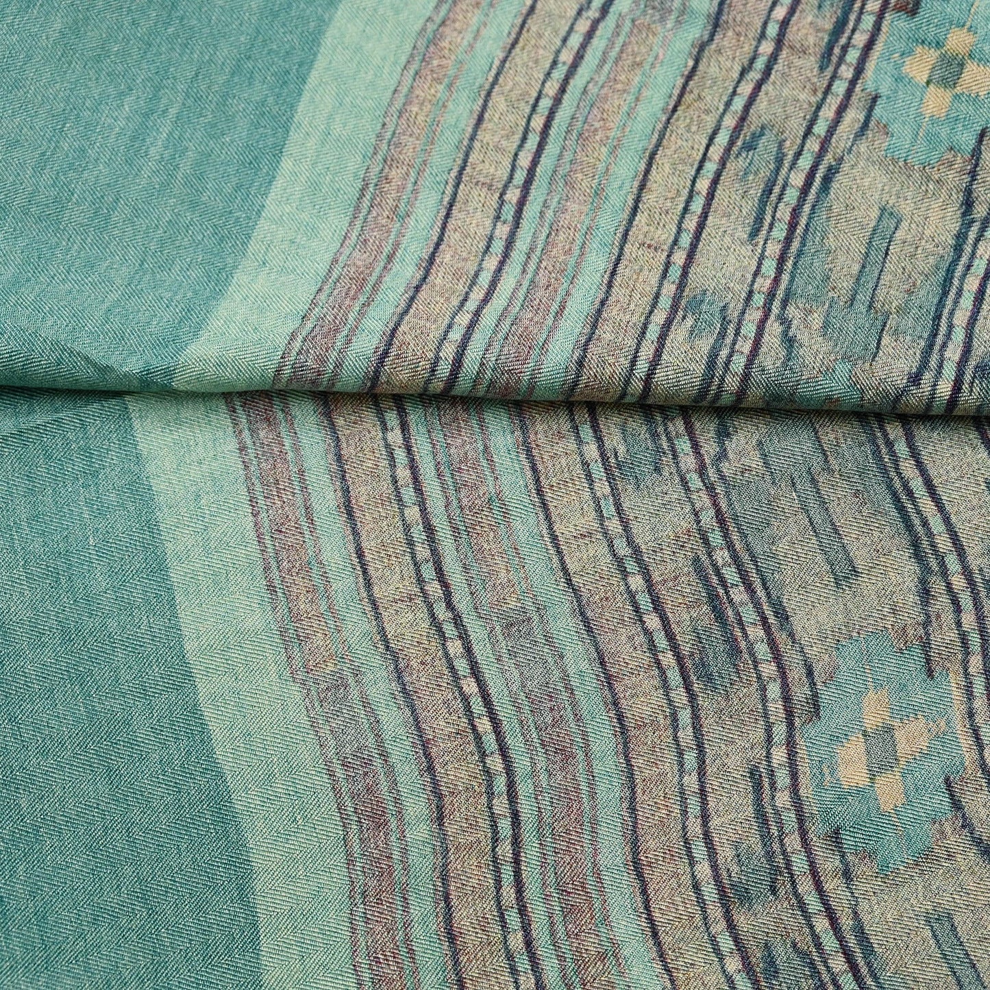 Indian Vintage green Long Stole Woolen Scarf Dupatta Infinity Scarves Printed Sarong Wrap Craft Fabric Veil Woman Hijab Shawl Floral
