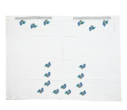 Indian Vintage Heavy Sari White Net/Mesh Embroidered Sarees Fabric 6Yd Sewing Craft Fabric Dress making Crafting Bollywood sari Blouse Pcs