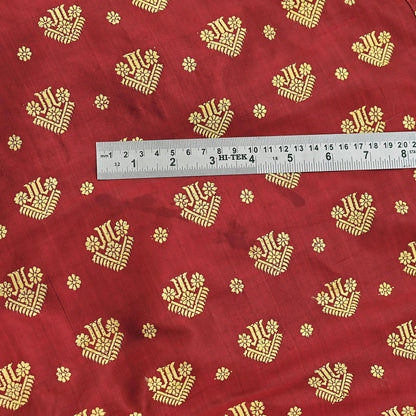 Vintage Red Pure Silk Saree Handwoven Asam Sari with Floral Design Antique Indian Wedding Saree 5yd Fabric