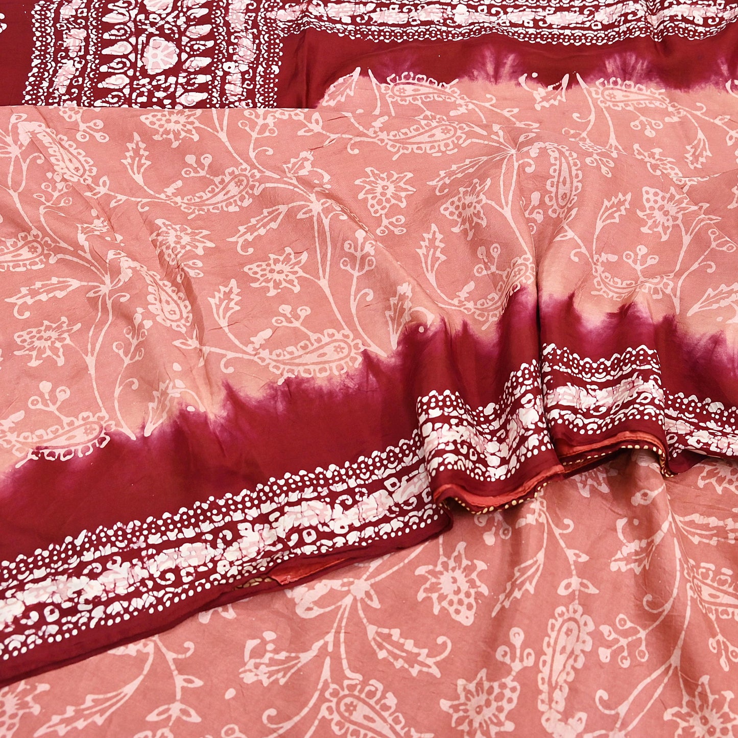 Indian Vintage Sarees Batik Printed 100% Pure Silk Sari Craft Fabric 6Yd Soft Sewing Sarong Wrap Boho Dress Making For Crafting Quilting