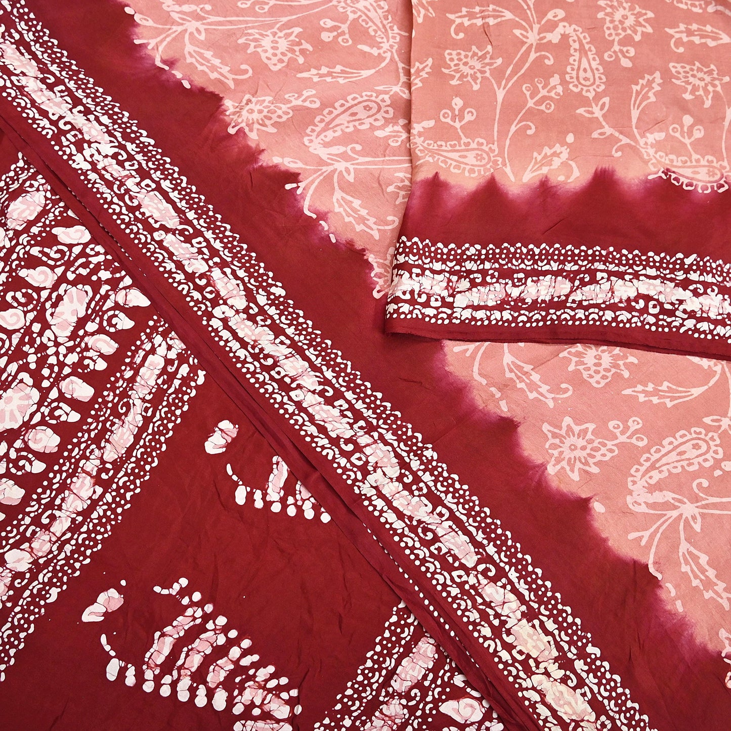 Indian Vintage Sarees Batik Printed 100% Pure Silk Sari Craft Fabric 6Yd Soft Sewing Sarong Wrap Boho Dress Making For Crafting Quilting