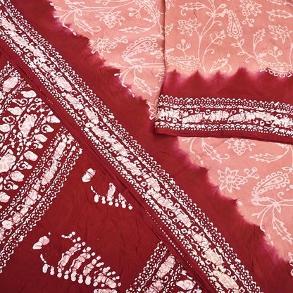 Indian Vintage Sarees Batik Printed 100% Pure Silk Sari Craft Fabric 6Yd Soft Sewing Sarong Wrap Boho Dress Making For Crafting Quilting