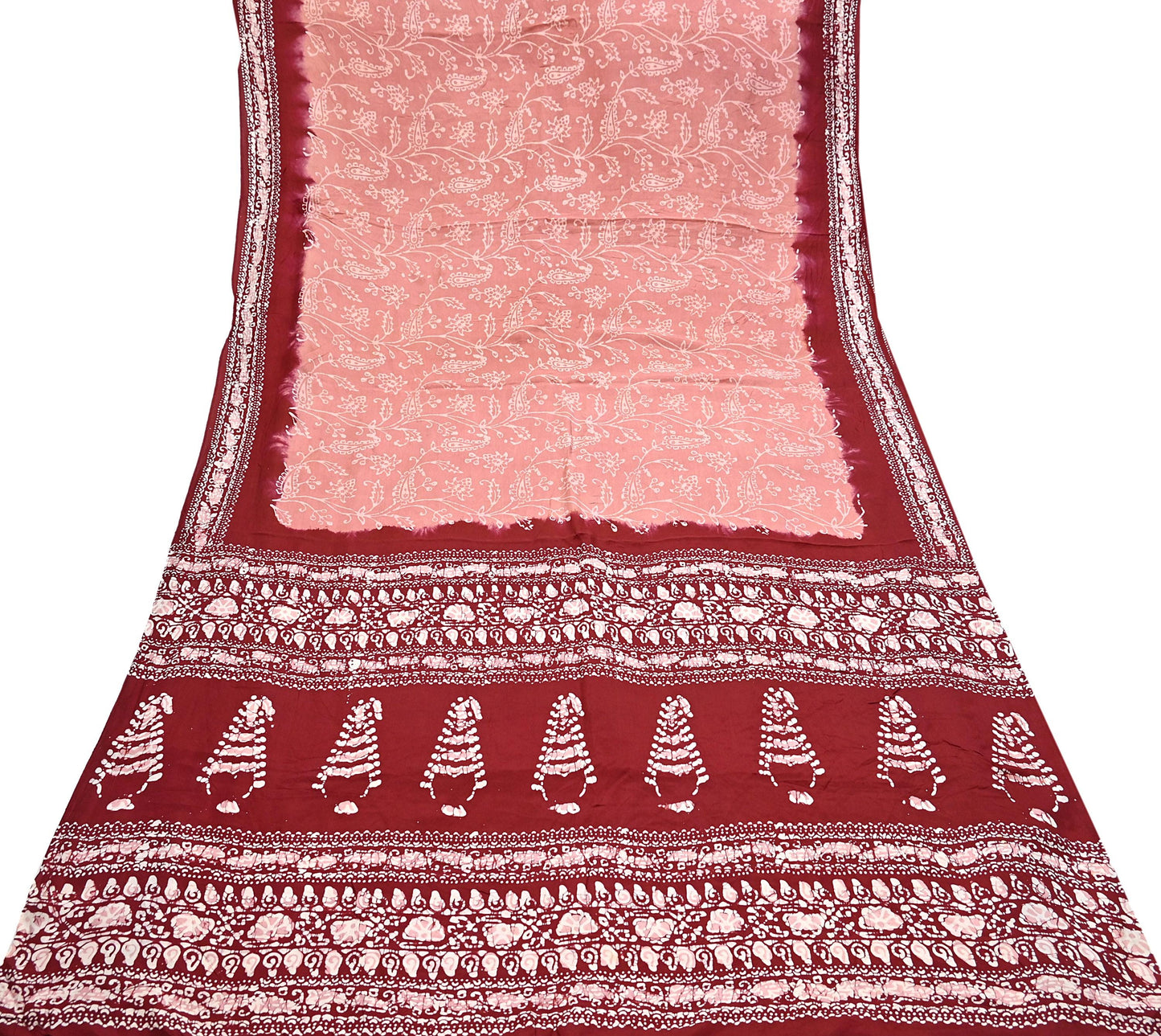 Indian Vintage Sarees Batik Printed 100% Pure Silk Sari Craft Fabric 6Yd Soft Sewing Sarong Wrap Boho Dress Making For Crafting Quilting