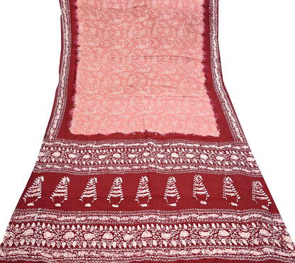 Indian Vintage Sarees Batik Printed 100% Pure Silk Sari Craft Fabric 6Yd Soft Sewing Sarong Wrap Boho Dress Making For Crafting Quilting