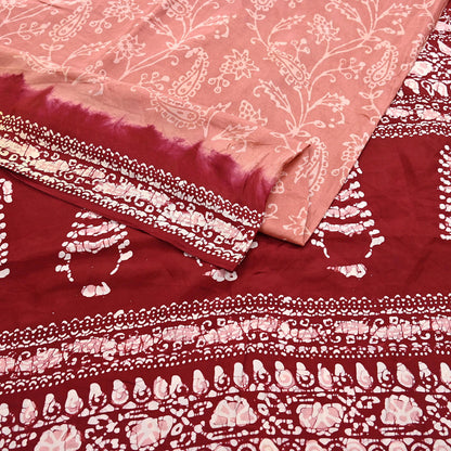 Indian Vintage Sarees Batik Printed 100% Pure Silk Sari Craft Fabric 6Yd Soft Sewing Sarong Wrap Boho Dress Making For Crafting Quilting