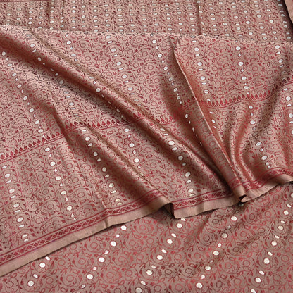 Vintage Brown Banarasi Silk Saree Pure Satin Silk Handwoven Tanchoi Fabric with Paisley Weave 5 Yard Dressmaking Craft Material