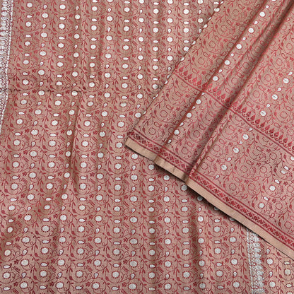 Vintage Brown Banarasi Silk Saree Pure Satin Silk Handwoven Tanchoi Fabric with Paisley Weave 5 Yard Dressmaking Craft Material