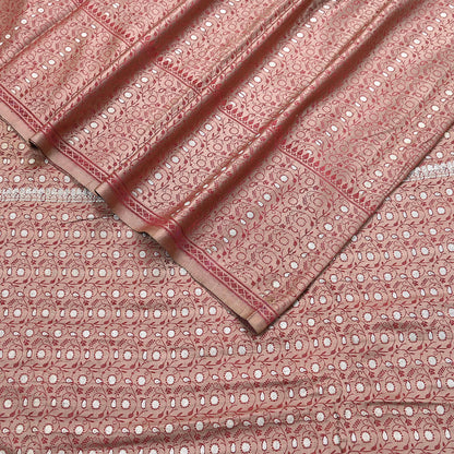 Vintage Brown Banarasi Silk Saree Pure Satin Silk Handwoven Tanchoi Fabric with Paisley Weave 5 Yard Dressmaking Craft Material