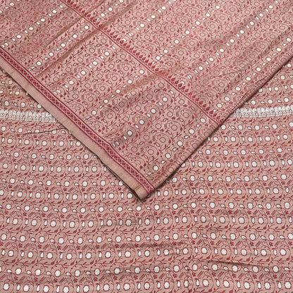 Vintage Brown Banarasi Silk Saree Pure Satin Silk Handwoven Tanchoi Fabric with Paisley Weave 5 Yard Dressmaking Craft Material