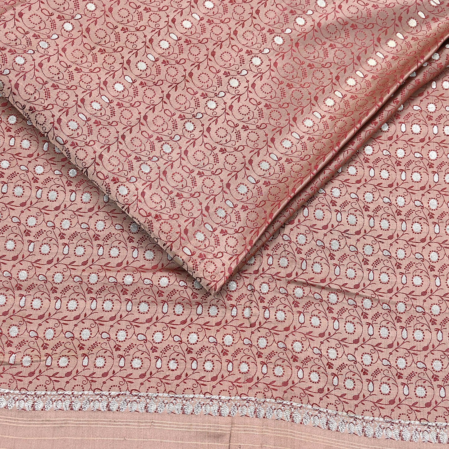 Vintage Brown Banarasi Silk Saree Pure Satin Silk Handwoven Tanchoi Fabric with Paisley Weave 5 Yard Dressmaking Craft Material