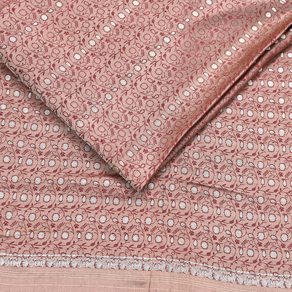 Vintage Brown Banarasi Silk Saree Pure Satin Silk Handwoven Tanchoi Fabric with Paisley Weave 5 Yard Dressmaking Craft Material