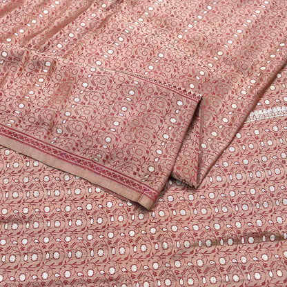 Vintage Brown Banarasi Silk Saree Pure Satin Silk Handwoven Tanchoi Fabric with Paisley Weave 5 Yard Dressmaking Craft Material