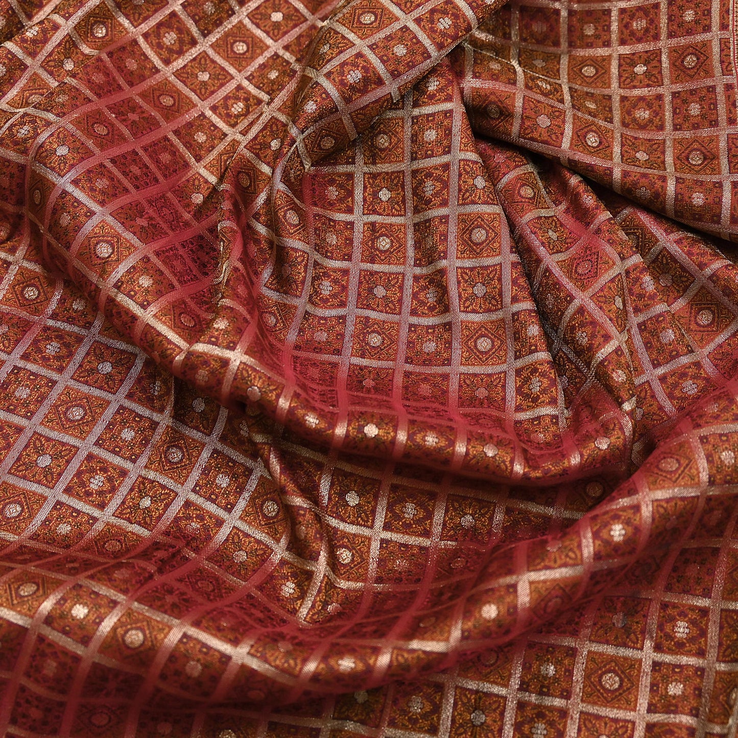 Indian Vintage Sari Maroon Heavy Wedding Pure Satin Silk Woven Banarasi Tanchoi Saree 5Yd Ethnic Craft Fabric Upcycle Bridal Heavy Sarees
