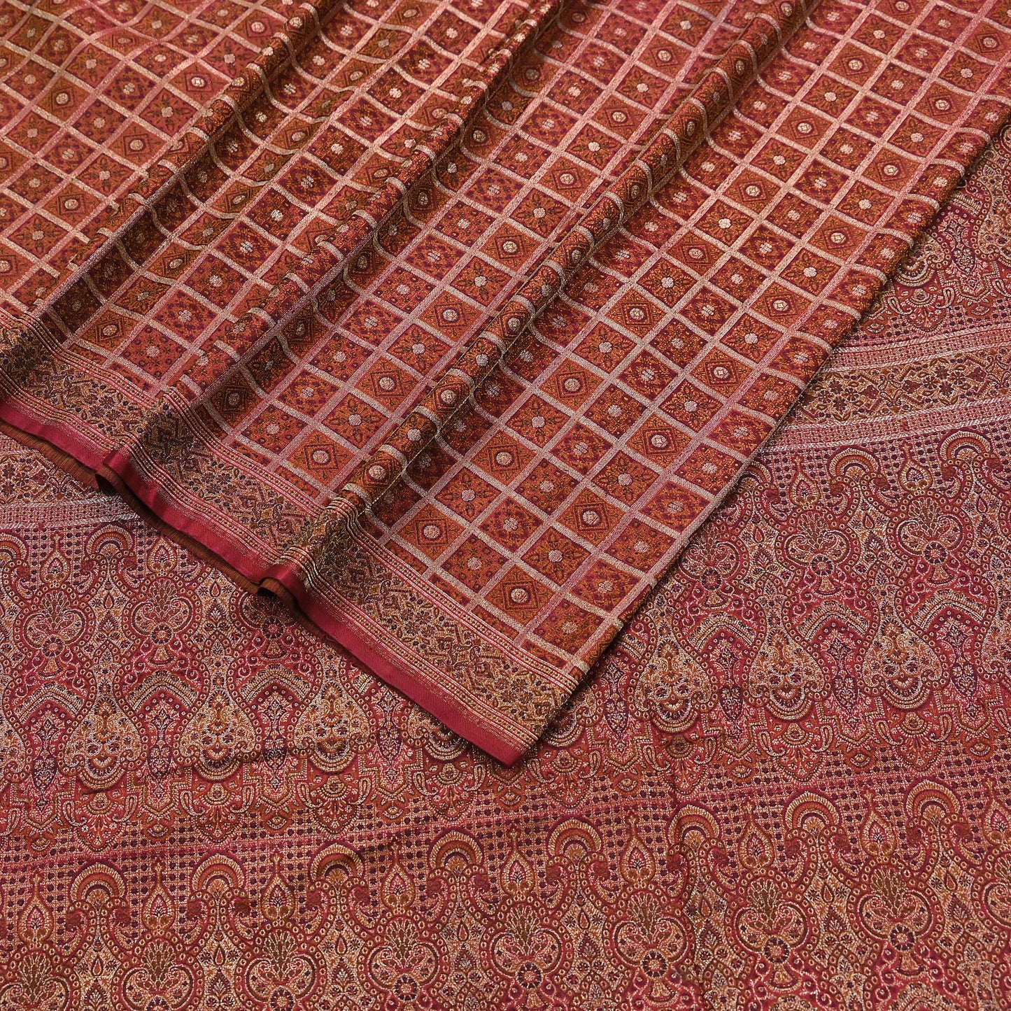 Indian Vintage Sari Maroon Heavy Wedding Pure Satin Silk Woven Banarasi Tanchoi Saree 5Yd Ethnic Craft Fabric Upcycle Bridal Heavy Sarees
