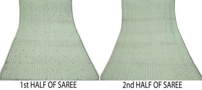 Indian Vintage Heavy Sari Green Net/Mesh Embroidered Sarees 5Yd Sewing Soft Floral Craft Fabric Dress making Crafting Bollywood sari