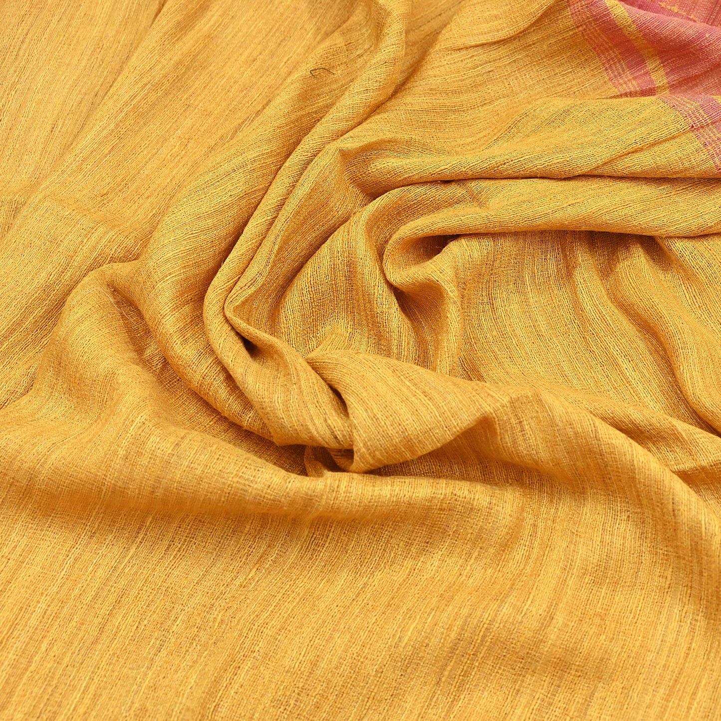 Indian Vintage Heavy Sari Yellow & Pink Pure Khadi Silk Handloom Saree Craft Fabric 5yd Ethnic Wear Dress making For Crafting Quilting