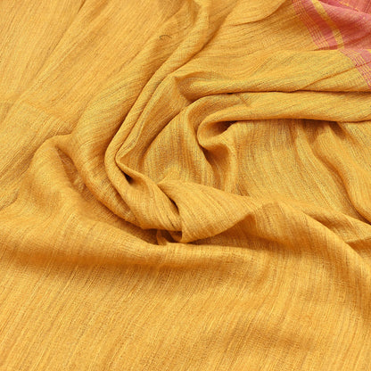 Indian Vintage Heavy Sari Yellow & Pink Pure Khadi Silk Handloom Saree Craft Fabric 5yd Ethnic Wear Dress making For Crafting Quilting