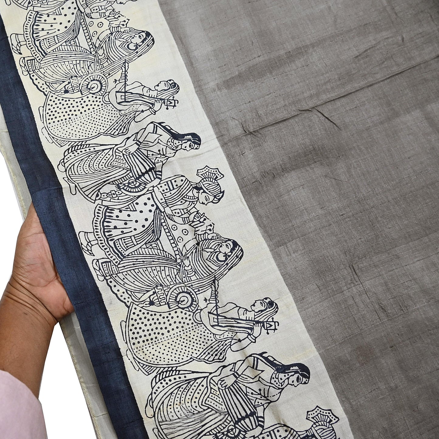 Indian Vintage Brown & Ivory Saree Pure Khadi Silk Handloom Printed Sari Fabric 6yd Ethnic Wear Sari Stripes Designs Dress making Crafting