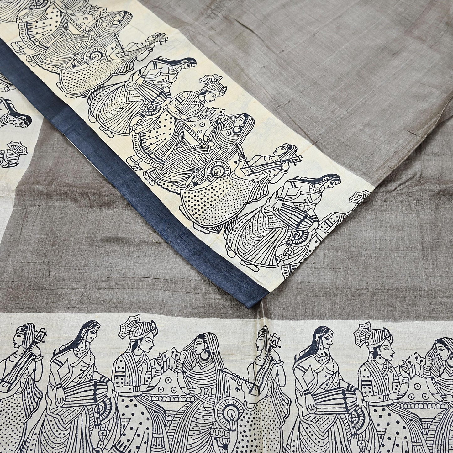 Indian Vintage Brown & Ivory Saree Pure Khadi Silk Handloom Printed Sari Fabric 6yd Ethnic Wear Sari Stripes Designs Dress making Crafting