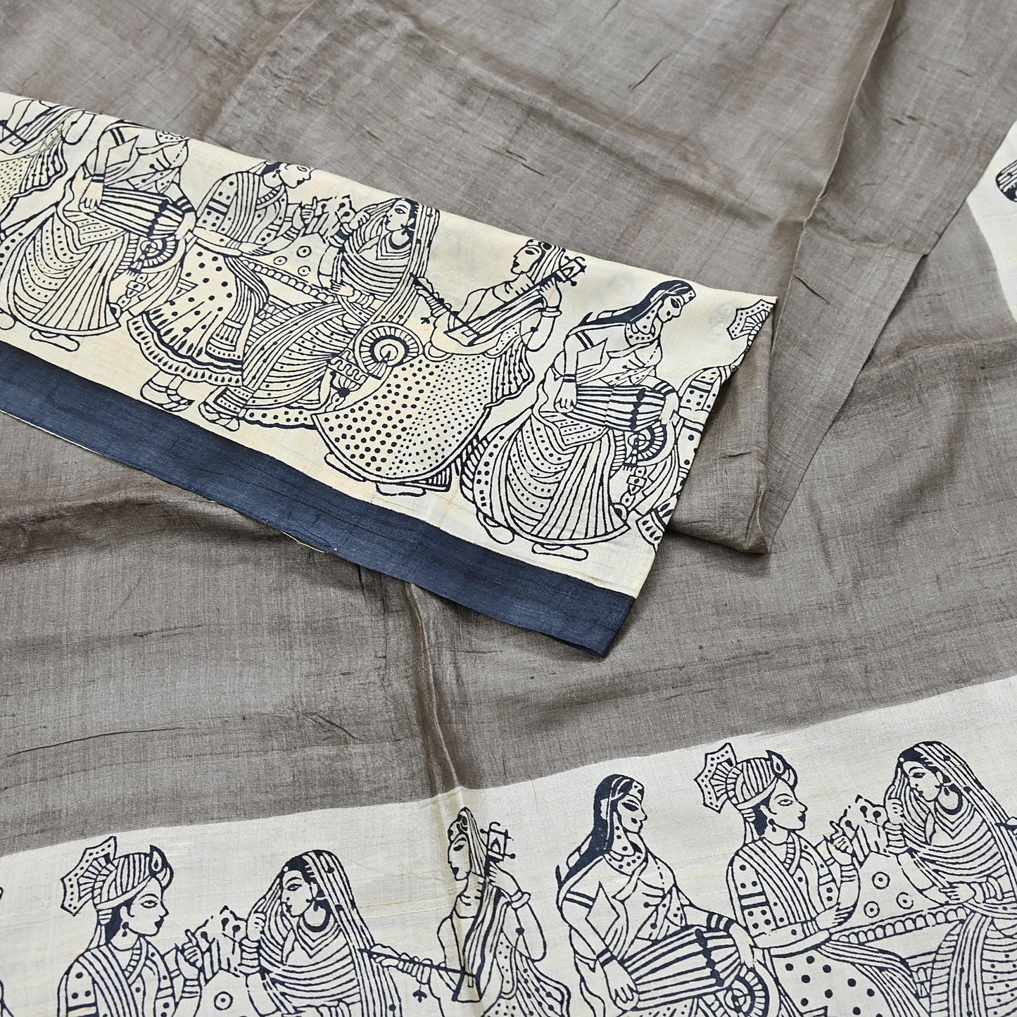 Indian Vintage Brown & Ivory Saree Pure Khadi Silk Handloom Printed Sari Fabric 6yd Ethnic Wear Sari Stripes Designs Dress making Crafting